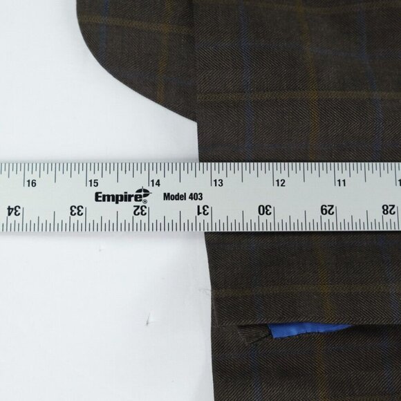 Holland & Sherry Mens Wool Lined Collared Button Plaid Suit Blazer Brown Size 40 - Picture 12 of 14